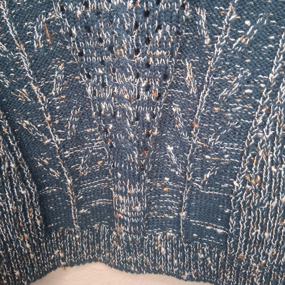 Coldwater Creek Sweater Teal Open Knit Pullover Sweater Petite XL - Picture 4 of 16